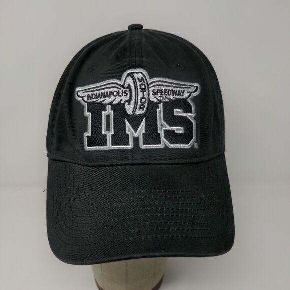 Indianapolis Motor Speedway IMS Strapback Hat Embroidered Logo Racing Black OSFM - Picture 3 of 11